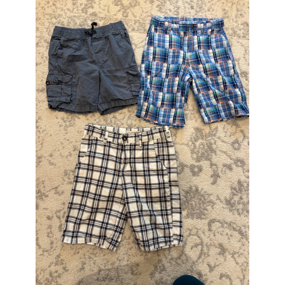 Boys Shorts Bundle Size 7 Nautica Plaid Hope & Henry Tea Collection Cargo 3pk